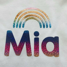 Load image into Gallery viewer, Personalised Short Sleeved White Romper with Rainbow Design, Rainbow Baby