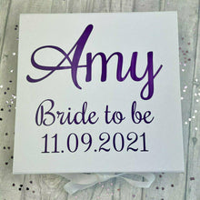 Load image into Gallery viewer, Personalised Bride To Be Name and Date Wedding Memory Keepsake Box