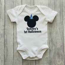 Load image into Gallery viewer, Baby Boy's Personalised Disney 1st Halloween Romper, Mickey Mouse Bodysuit