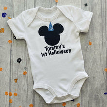 Load image into Gallery viewer, Baby Boy's Personalised Disney 1st Halloween Romper, Mickey Mouse Bodysuit