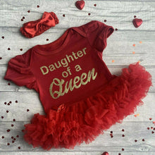Load image into Gallery viewer, 'Daughter Of A Queen' Baby Girl Tutu Romper With Matching Bow Headband
