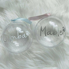 Load image into Gallery viewer, Personalised Dog / Cat / Pet Christmas Tree Bauble with Paw Print
