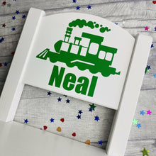 Load image into Gallery viewer, Personalised Train, White Wooden Toddler Chair, Baby Boy