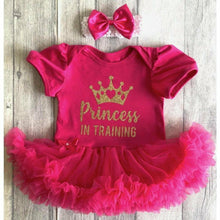 Load image into Gallery viewer, Princess in Training baby girl tutu romper