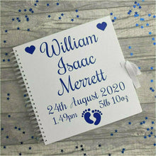 Load image into Gallery viewer, Personalised White Baby Newborn Christening Scrapbook Gift 12x12 inch