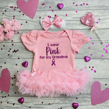 Load image into Gallery viewer, Personalised I Wear Pink For My... Tutu Romper with Matching Bow Headband, Breast Cancer Awareness