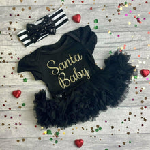 Load image into Gallery viewer, 'Santa Baby' Christmas Baby Girl Tutu Romper With Matching Bow Headband