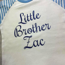 Load image into Gallery viewer, Little Brother Personalised Blue and White Boys Pyjamas