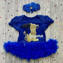 Load image into Gallery viewer, Disney Lion King Nala Personalised Baby Girl Tutu Romper With Matching Bow Headband