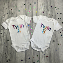 Load image into Gallery viewer, Twin A & Twin B Matching Baby Rompers