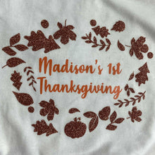 Load image into Gallery viewer, Personalised First Thanksgiving Tutu Romper with a Matching Glitter Bow Headband