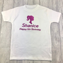 Load image into Gallery viewer, Personalised Barbie Birthday Outfit Set, White T-Shirt & Boutique Tutu Skirt - Little Secrets Clothing