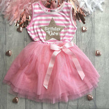 Load image into Gallery viewer, Birthday Diva Star Girl’s Light pink Stripe Summer Dress with Bow