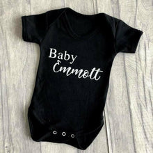 Load image into Gallery viewer, Personalised baby surname short sleeve romper