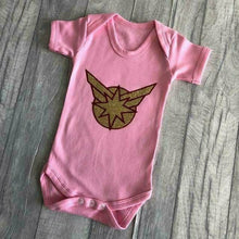 Load image into Gallery viewer, Captain Marvel Superhero Newborn Baby Short Sleeve Romper