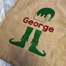 Load image into Gallery viewer, Personalised Christmas Elf presents gift sack