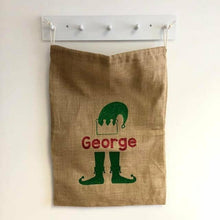 Load image into Gallery viewer, Personalised Christmas Elf presents gift sack