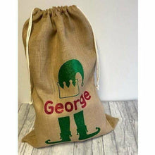 Load image into Gallery viewer, Personalised Christmas Elf presents gift sack