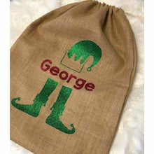 Load image into Gallery viewer, Personalised Christmas Elf presents gift sack