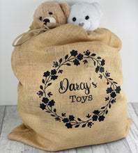Load image into Gallery viewer, Personalised Toy Storage Sack With Glitter Wreath Design - Little Secrets Clothing
