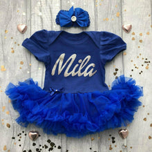 Load image into Gallery viewer, Personalised Rose Gold Glitter Name Baby Girl Tutu Romper