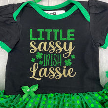 Load image into Gallery viewer, Little Sassy Irish Lassie Baby Girl St Patrick's Day Tutu Romper Dress with Headband - Little Secrets Clothing