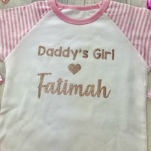 Load image into Gallery viewer, Personalised Valentines Daddy's Girl Heart Pink & White Pyjamas
