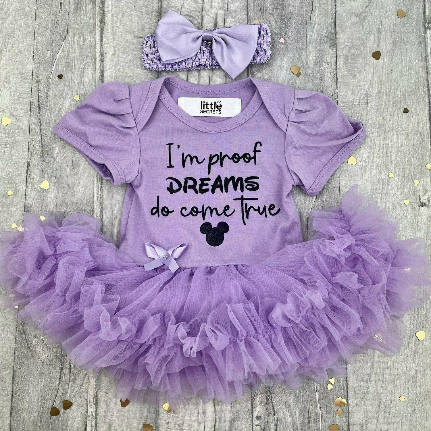 I'm Proof Dreams Come True Baby Girl Disney Tutu Romper – Little