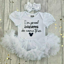 Load image into Gallery viewer, I'm Proof Dreams Come True Baby Girl Disney Tutu Romper