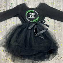 Load image into Gallery viewer, Personalised Irish Princess Girl's Black Long Sleeve Tutu Dress