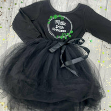 Load image into Gallery viewer, Personalised Irish Princess Girl's Black Long Sleeve Tutu Dress