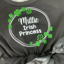 Load image into Gallery viewer, Personalised Irish Princess Girl's Black Long Sleeve Tutu Dress