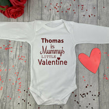 Load image into Gallery viewer, Personalised 'Mummy's Little Valentine' Baby Boy Girl Long Sleeve Romper, Valentine’s Day Romper