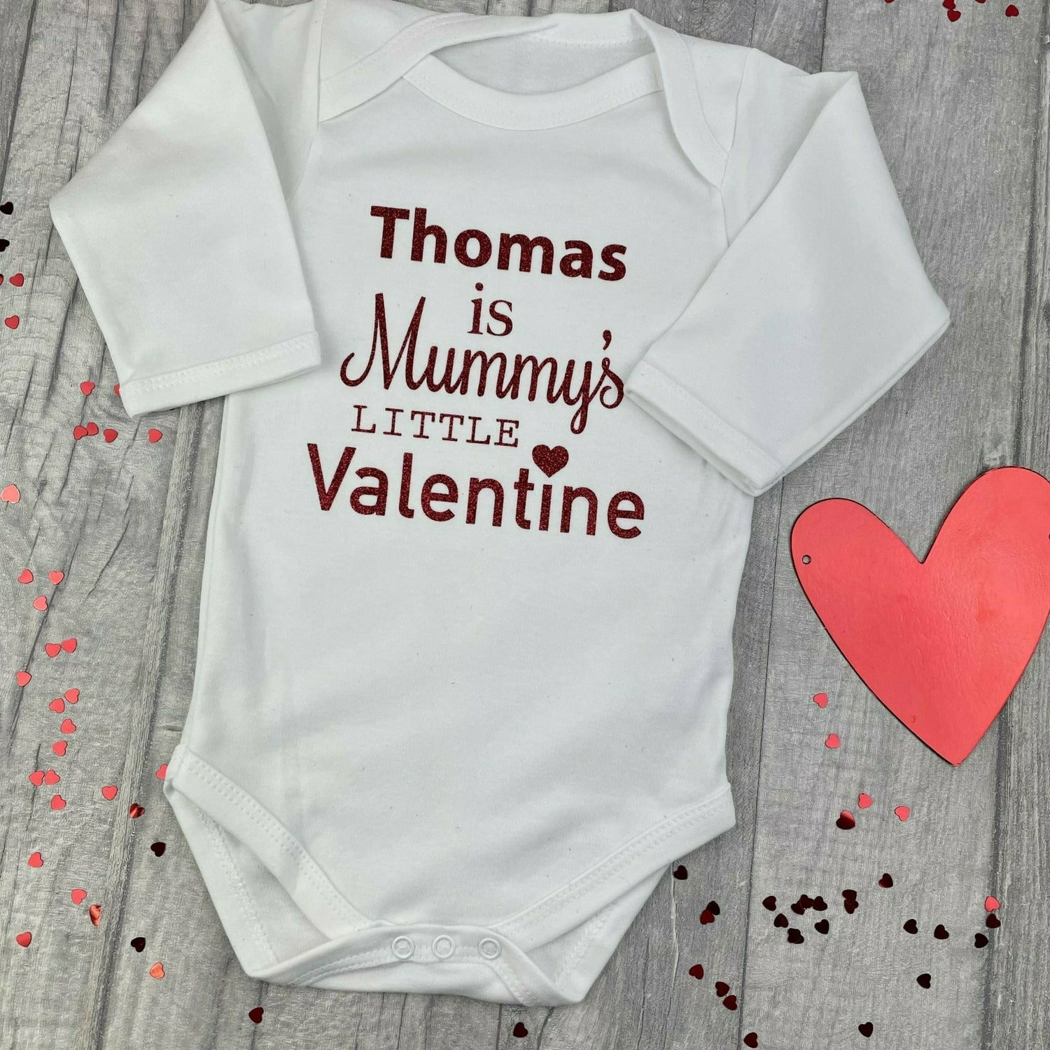 Personalised Mummy's Little Valentine Baby Boy Girl Long Sleeve
