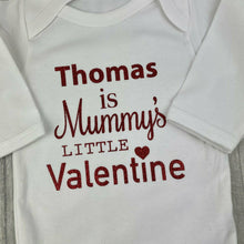 Load image into Gallery viewer, Personalised 'Mummy's Little Valentine' Baby Boy Girl Long Sleeve Romper, Valentine’s Day Romper