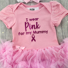 Load image into Gallery viewer, Personalised I Wear Pink For My... Tutu Romper with Matching Bow Headband, Breast Cancer Awareness