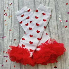 Load image into Gallery viewer, Red And White Heart Print Baby Girl Leg Warmers