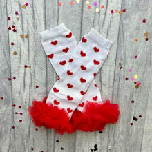 Load image into Gallery viewer, Red And White Heart Print Baby Girl Leg Warmers