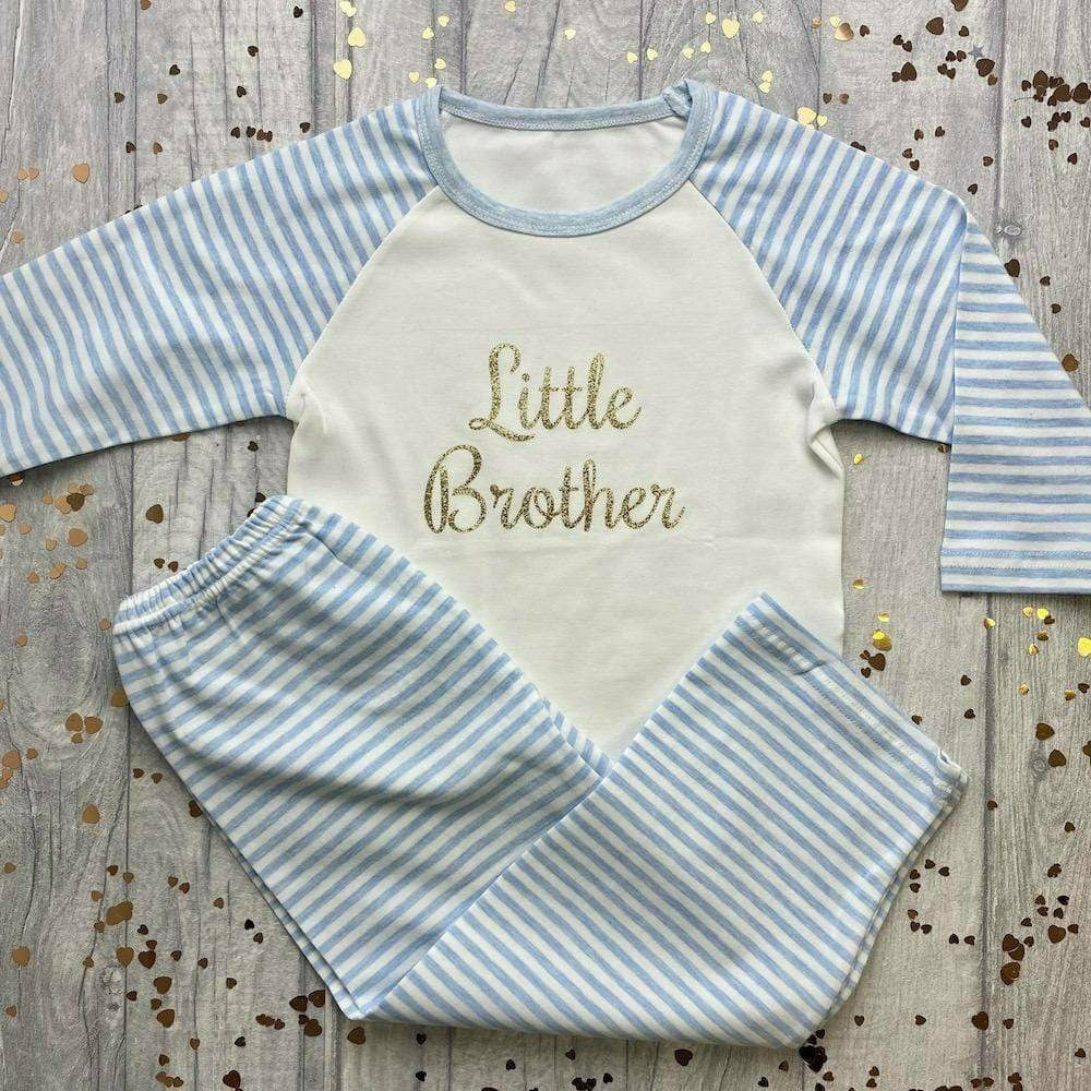 Little Brother Blue and White Baby Boys Pyjamas - Main Image