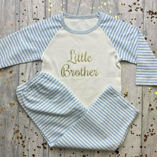 Load image into Gallery viewer, 'Little Brother' Blue and White Boys Pyjamas
