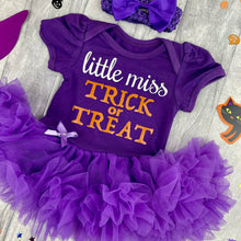 Load image into Gallery viewer, Little Miss Trick or Treat Baby Girl Tutu Romper, Halloween Costume Outfit