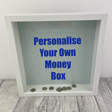 Load image into Gallery viewer, Custom Your Own Money Box Saving Fund Gift, Light Blue Glitter Background - Little Secrets Clothing