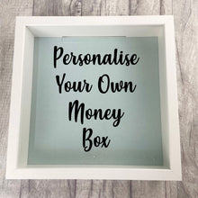 Load image into Gallery viewer, Custom Your Own Money Box Saving Fund Gift, Light Blue Glitter Background - Little Secrets Clothing
