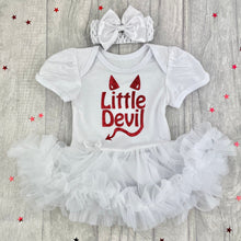 Load image into Gallery viewer, Little Devil Halloween Baby Girl Fancy Dress Tutu Romper with Matching Bow Headband