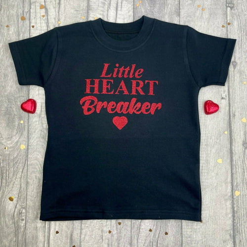 Boy's Little Heart Breaker Valentines Day T-Shirt, With Red Glitter Text