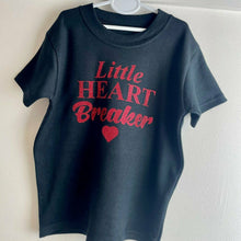 Load image into Gallery viewer, Boy's Little Heart Breaker Valentines Day T-Shirt, With Red Glitter Text