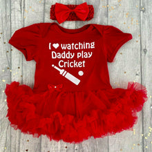 Load image into Gallery viewer, I Love Watching Daddy Play Cricket Tutu Romper