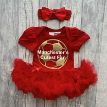 Load image into Gallery viewer, Personalised Manchester's Cutest Fan Red Tutu Romper
