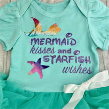 Load image into Gallery viewer, Mermaid Kisses And Starfish Wishes Baby Girl Tutu Romper With Headband