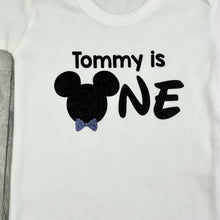 Load image into Gallery viewer, Personalised is one Mickey or Minnie Mouse, First Birthday Short Sleeve Romper